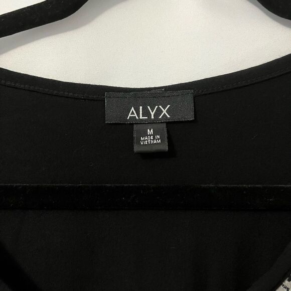 ALYX  Black Fitted Tank Floral Flutter Asymmetric Cape Overlay Size M - Picture 6 of 7